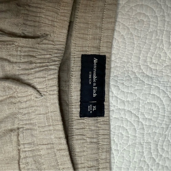 Abercrombie & Fitch Tan Flat Front Summer Shorts cotton and linen blend - Picture 6 of 12